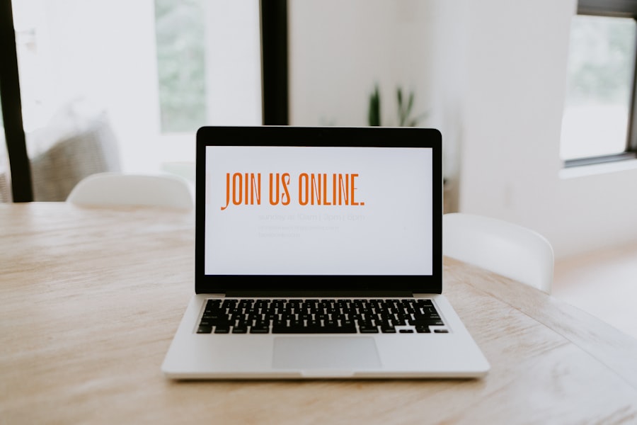 Student attending an online German class from home